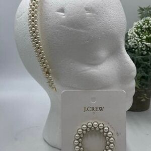 J. Crew Faux Pearl Headband and Faux Pearl Round Barrette Hair 24.50‎ Bundle New